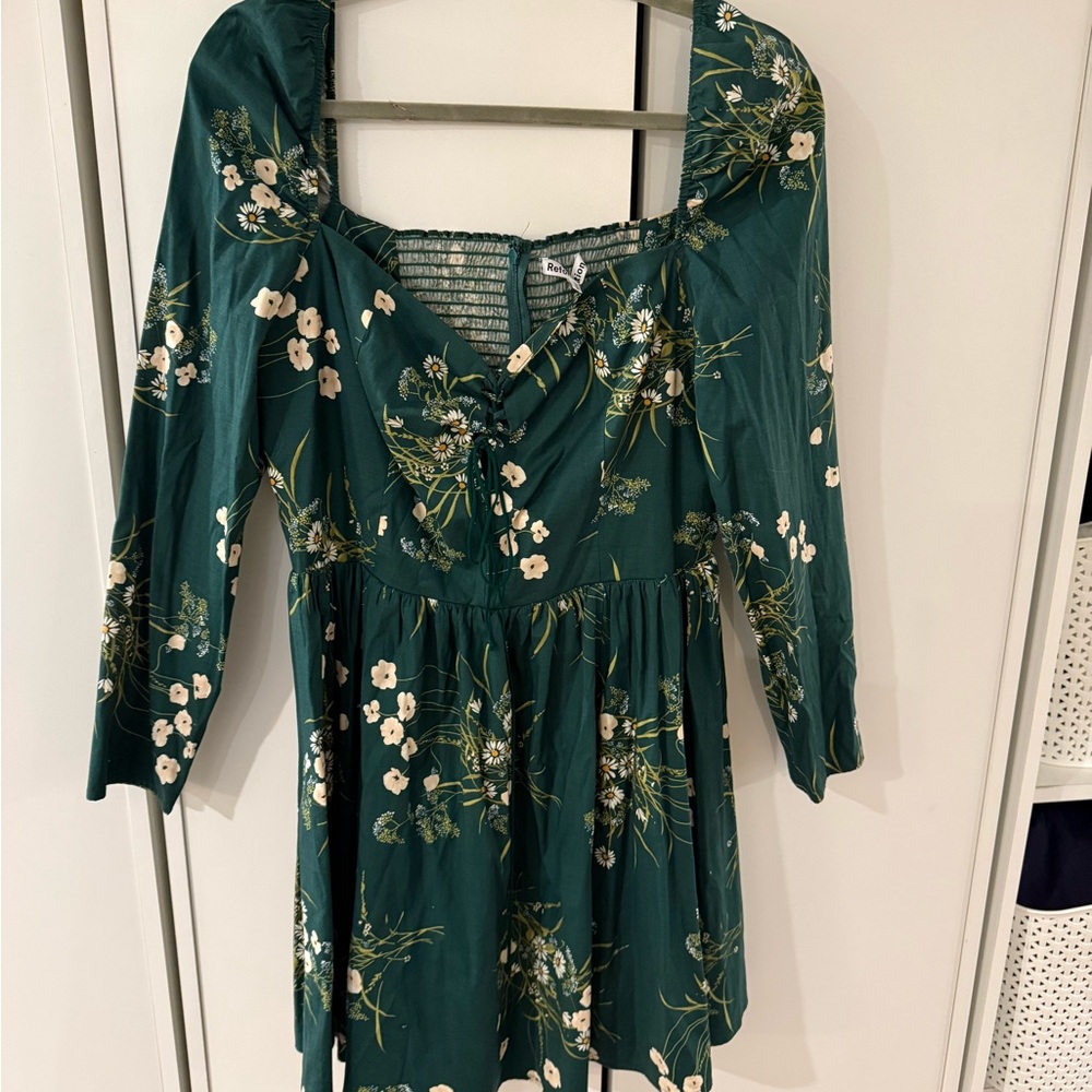 Reformation ‘Johnny’ minidress in green floral